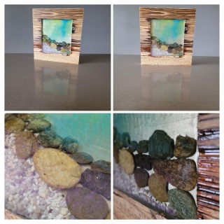 Instant d'eau - Résine, bois, peinture acrylique